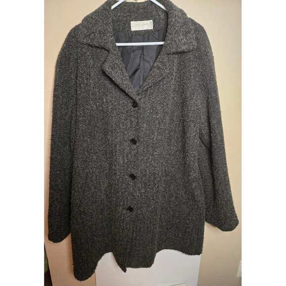 Vintage Sandro Coat Womens Pebbled Wool Blend Mid Length Coat Classic Gray - Picture 1 of 5